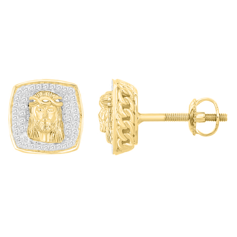 MEN'S STUD EARRINGS 0.25CT ROUND DIAMOND 10K YELLOW GOLD MEN'S STUD EARRINGS 0.25CT ROUND DIAMOND 10K YELLOW GOLD