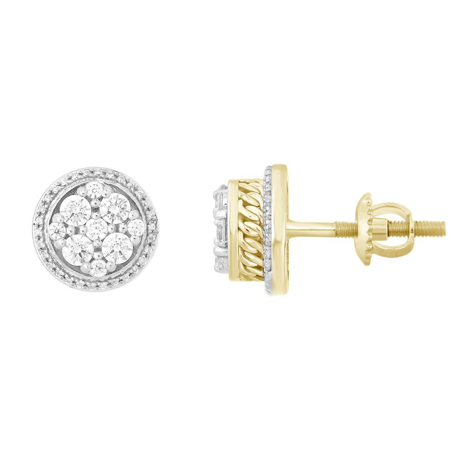 LADIES EARRINGS 0.75CT ROUND DIAMOND 10K YELLOW GOLD LADIES EARRINGS 0.75CT ROUND DIAMOND 10K YELLOW GOLD
