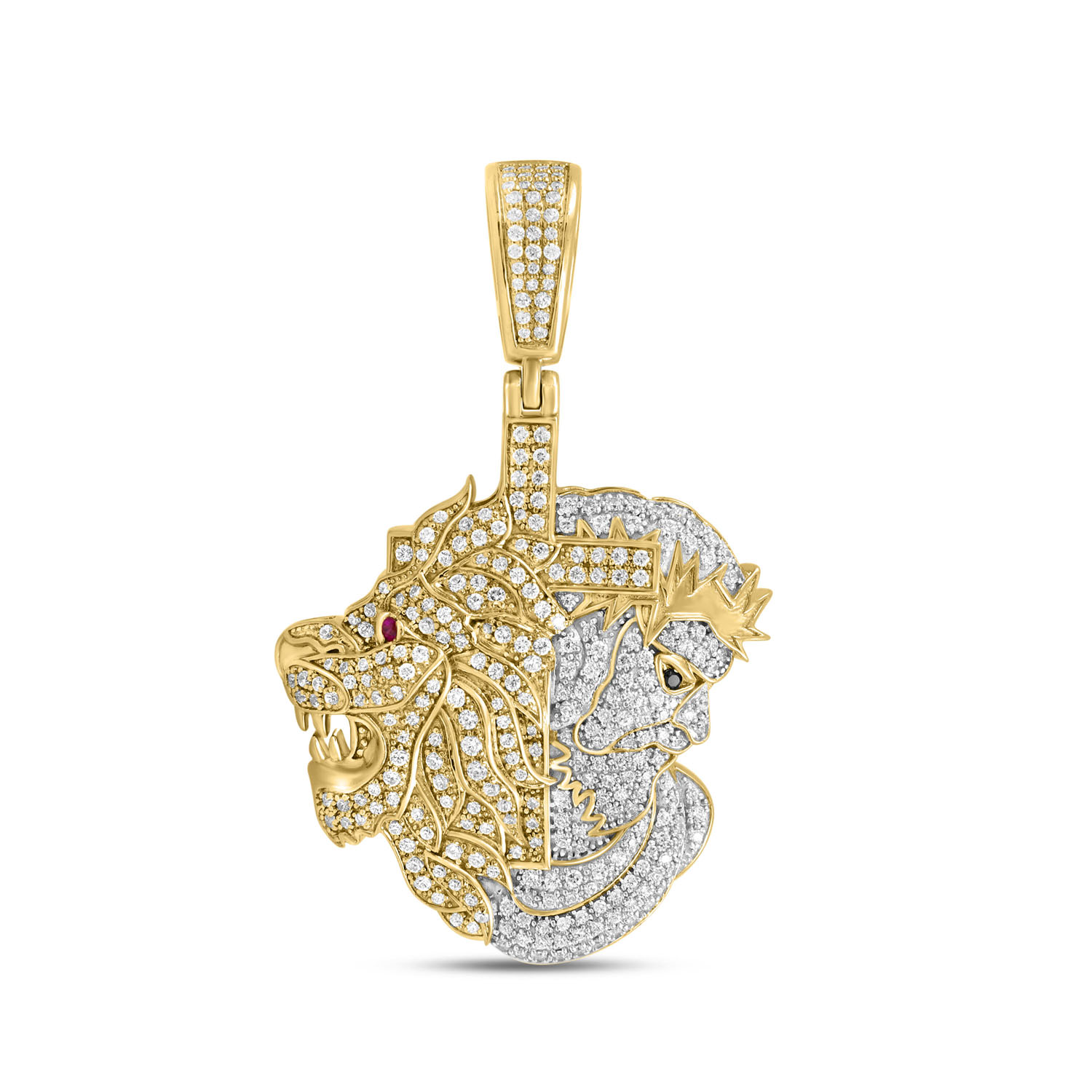 MEN'S CHARM PENDANT 1.50CT ROUND/BLACK/RUBY DIAMOND 10K YELLOW GOLD MEN'S CHARM PENDANT 1.50CT ROUND/BLACK/RUBY DIAMOND 10K YELLOW GOLD